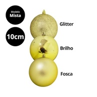 Jogo 6 Bolas de Natal Douradas Grandes 10cm: Glitter, Fosca e Lisa | Bela Flor - imagem 5