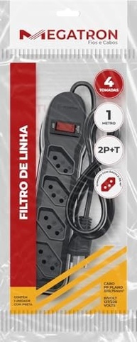 Filtro de Linha Megatron 4 Tomadas 10A Bivolt 1M com Proteção contra Curto e Sobrecarga - imagem 2