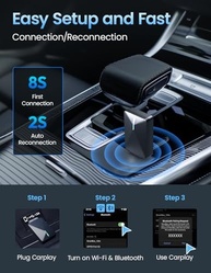 Kello Adaptador CarPlay Sem Fio: iPhone, Bluetooth 5.2, Apple Car Play Automático e iOS 10+/Android 11+ - imagem 3