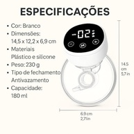 Bomba Tira-Leite Elétrica Portátil Mãos Livres 180ml - Extração Silenciosa e Confortável - imagem 3