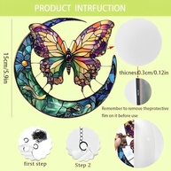 Protetor Solar de Acrílico Colorido com Lua Crescente e Borboleta Roxa - 15 cm - Decoração de Janela e Parede com Efeitos de Luz Vibrantes - imagem 4