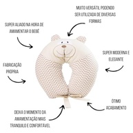 Almofada de Amamentação com Orelhas e Bordado Urso Bege - Conforto e Estilo para Mães Modernas - imagem 5