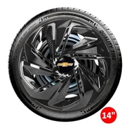 Jogo 4 Calotas Esportivas Nitro Aro 14 Chevrolet Preto Brilhante - Estilo e Segurança - imagem 3