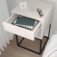 Kit 2 Mesas de Cabeceira Industriais com Gaveta e Nicho - Design Moderno Off White - imagem 5