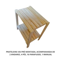 Mesinha de Cabeceira em Madeira de Pinus com 2 Prateleiras – Design Natural e Versátil - imagem 5