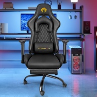 Cadeira Gamer Python Fly Deluxe - Design Ergonômico, Ajuste de 90-150°, Estilo Preto e Dourado - imagem 1