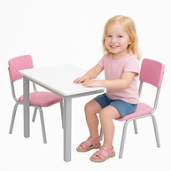 Conjunto Mesa e 2 Cadeiras Infantil Rosa - Design Moderno para Estudos e Brincadeiras - imagem 2