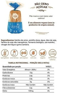 Combo 4 Pães Zero Açúcar 420g, Sem Glúten, Sem Leite, Vegano e de baixo valor calórico - imagem 4