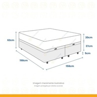 Cama Box com Baú Queen Size + Colchão de Molas Classic Superlastic 158cm | Conforto e Armazenamento - imagem 3