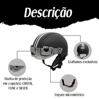 Capacete Coquinho BR 101 Premium: Estilo Retrô, Segurança e Viseira Cristal para Bike, Skate e Patinete Elétrico - imagem 3