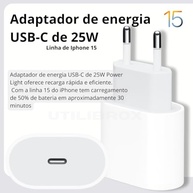 Carregador Turbo 25W USB-C para iPhone 16/15 e Android: Carregamento Rápido e Seguro - imagem 3