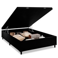 Cama Box Baú Casal Preto com Pistão a Gás 138x188 – Design Moderno e Praticidade - imagem 1