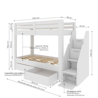 Beliche Solteiro com Gavetões e Nichos - Star Plus Casatema Branco Perfect Wood - imagem 3