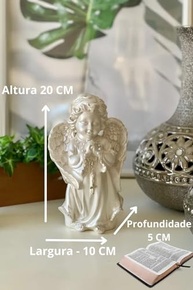 Anjo Decorativo em Gesso 20cm - Estilo Religioso com Terço | Decoração Católica e Presente Dia das Mães - imagem 4