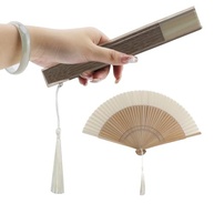 Ventoinha Dobrável Clássica 38cm em Seda de Bambu - Leque Elegante para Festas e Decoração - imagem 5