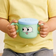 Caneca Infantil 250ml com Tampa Antivazamento e Canudo - Design Kawaii Verde Menta - imagem 3