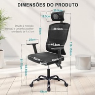 Cadeira Ergonômica 3D Reclinável com Apoio de Cabeça e Braços Ajustáveis - Até 150kg | Design Moderno e Conforto Personalizado - imagem 3
