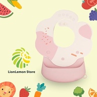Babador de silicone para bebês com bolso "segura" alimentos e botões para ajuste de altura - formato Juba de Leão - LionLemon Store - imagem 4