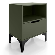 Mesa de Cabeceira com Gaveta Telescópica e Design Industrial Moderno - Verde com Pé Preto - imagem 1