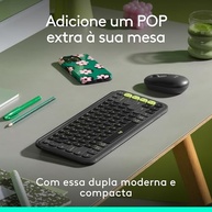 Combo Teclado e Mouse sem fio Logitech POP Icon com Teclas e Botões Personalizáveis, Clique Silencioso, Easy-Switch para até 3 dispositivos e Conexão Bluetooth - Grafite - imagem 2