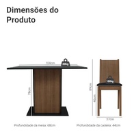 Conjunto Sala de Jantar com Mesa de Vidro e 4 Cadeiras Preto/Rústico - Camélia Madesa - imagem 3