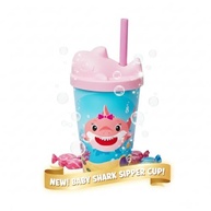 Copo Infantil com Canudo e Tampa 3D Baby Shark Rosa - 350ml Estampado Seguro e Divertido - imagem 2