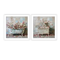 Kit 2 Quadros Decorativos Flores Afroscópicas para Banheiro e Lavabo - Moldura Preta com Vidro - imagem 3