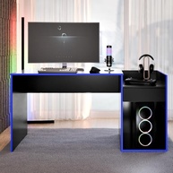 Mesa para Computador Gamer Eros com Gaveta e Nicho para CPU - Design Moderno Preto/Azul - imagem 3
