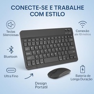 Combo Teclado e Mouse Bluetooth Ultrafino Sem Fio, Portátil e Recarregável E Teclado sem Fio - Compatível com Tablets Android, Celular, Smartphone, iPhone, iPad mini, Pro Air 10.2 10.9 11 12.9 - imagem 3