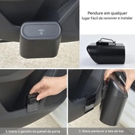 Lixeira para Carro Compacta com Tampa Push e Gancho: Mantenha seu Veículo Sempre Limpo e Organizado! - imagem 4