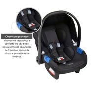 Conjunto Bebê Conforto Touring X com Base Burigotto Preto - Segurança e Conforto para Seu Bebê - imagem 4
