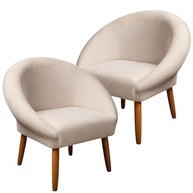 Kit 2 Poltronas Bege Modernas com Pés Palito - Conforto e Estilo para Salas e Recepções - imagem 2