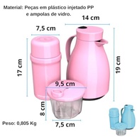 Kit Unibaby 2 Garrafas Térmicas + Porta Leite em Pó - Conforto e Praticidade para o Passeio (Azul) - imagem 4