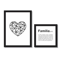 Quadros Decorativos Coração e Família para Quarto e Sala - Design Moderno Preto - imagem 1