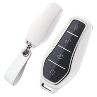 Capa de Chaveiro Premium para BYD Atto 3, Han EV, Dolphin: Proteção e Estilo em Couro (Branco) - imagem 2