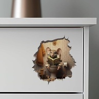 Decalque de Buraco de Parede de Mouse 3D - Adesivo Divertido para Crianças e Decoração - imagem 4