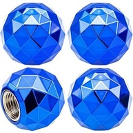 4 Tampas de Válvula Azul Diamante Esférico - Estilo Clássico Universal para Carros, Motos e Mais - imagem 2
