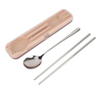 Conjunto de Palitos e Colher de Aço Inoxidável Portátil - Kit de Talheres para Viagem, Acampamento e Piquenique com Estojo - imagem 2