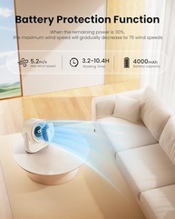 Ventilador de Mesa Gaiatop com Controle de Toque, Bateria 4000mAh, Silencioso e Recarregável - imagem 5