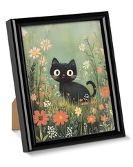 Arte de Parede Floral com Gatinho Fofo - Pintura Estética 15x20cm para Decoração de Casa e Presentes - imagem 4