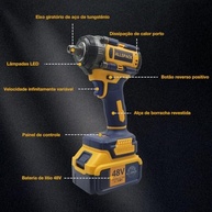 Parafusadeira de Impacto Profissional 48V 500Nm Brushless - Potência e Autonomia Sem Fio - imagem 4