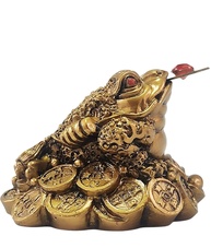 Sapo da Fortuna JIAD1117 - Amuleto de Prosperidade Chinês com Moedas para Sorte e Riqueza - imagem 1