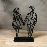 Enfeite Casal Geométrico Moderno | Escultura Decorativa para Sala e Quarto | Presente Romântico Elegante 18x12.5cm - imagem 2