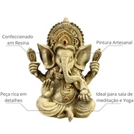 Estatueta Decorativa Lord Ganesha em Resina - Simboliza Prosperidade, Paz e Concentração para Ambientes Serenos - imagem 5