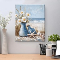 Pôster em Tela Decorativo Azul Oceano 20x25cm - Arte Marítima com Flores para Banheiro e Sala - imagem 5