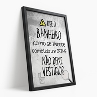Quadro Decorativo Banheiro Crime - Frase Engraçada em Moldura Preto e Branco para Decoração Divertida - imagem 1