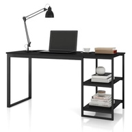 Mesa Home Office com Prateleiras de Metal E&A – Design Industrial Moderno em Preto e Canela - imagem 5