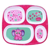 Pratinho Rosa com 4 Divisórias Elefante Menina - Refeição Infantil Divertida e Organizada - imagem 3