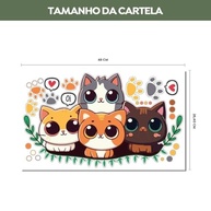 Adesivo Decorativo Gatos Infantil Lavável e Seguro - Ideal para Quartos e Portas de Crianças - imagem 3