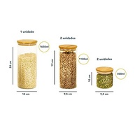 Oikos - Kit 11 Potes de Vidro com Tampa de Bambu Herméticos - Armazenamento Inteligente e Elegante - imagem 4